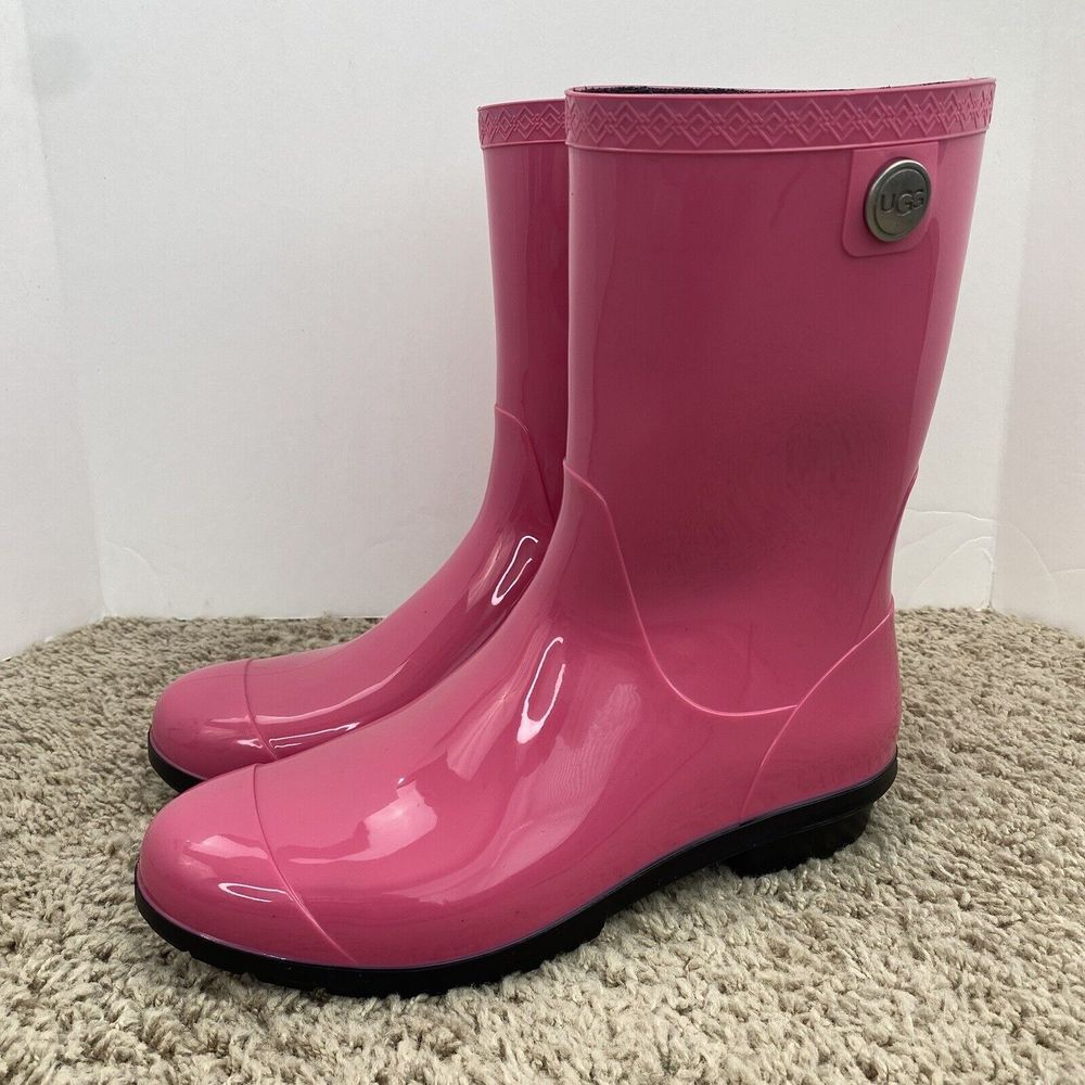 UGG Pink Glossy Rain Boots